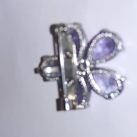 Pink Stone Flower Shaped Brooch Pin Pendant With Rhinestone - Picture 3 of 4